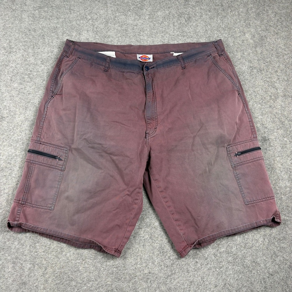 Dickies Cargo Shorts Mens 44 Sun Faded Maroon Y2K Workwear Utility Distressed